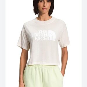 The North Face half dome crop T-shirt size large cream short sleeve cotton NWT